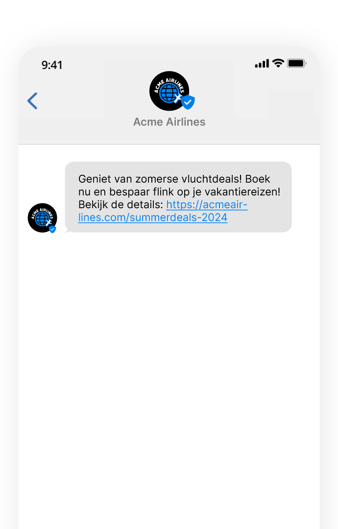 RCS Business Messaging basic voorbeeld