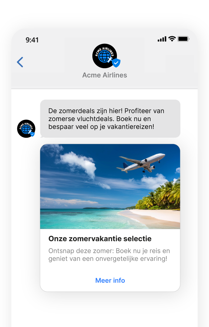 RCS Business Messaging Single voorbeeld